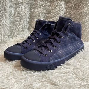 Ugg Cayha Purple Plaid High Top Sherpa Sneaker Shoes Women Size 7.